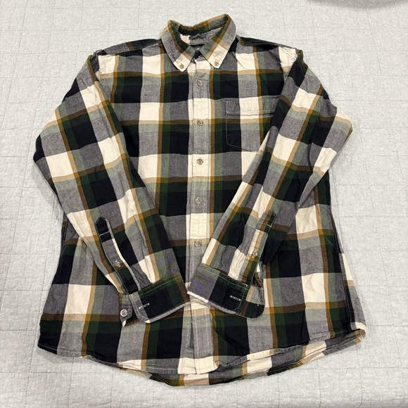Eddie Bauer Other - Eddie Bauer Men's Relaxed Fit Button Down Flannel Shirt Black Green Yellow Med
